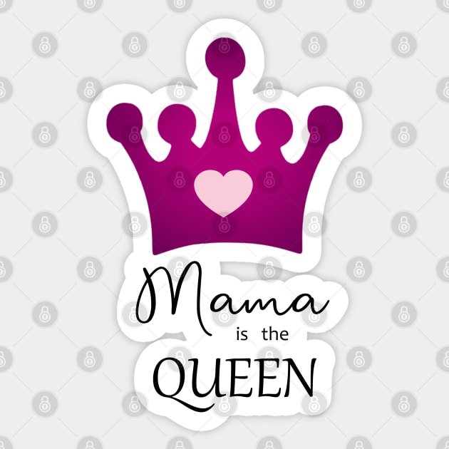 Mama is the Queen with Purple Crown and Pink Heart Sticker by Star58